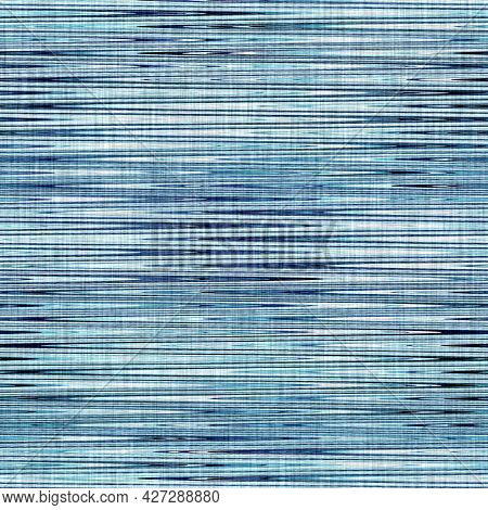 Classic Blue Woven Stripe Masculine Shirt Fabric Texture. Navy Space Dyed Marled Melange Background.