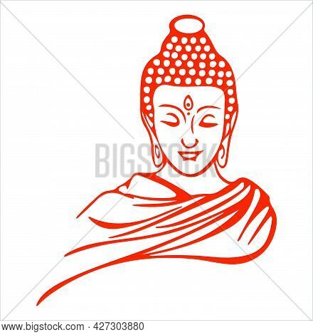 Sketch Of Peace God Lord Buddha Outline And Silhouette Editable Illustration