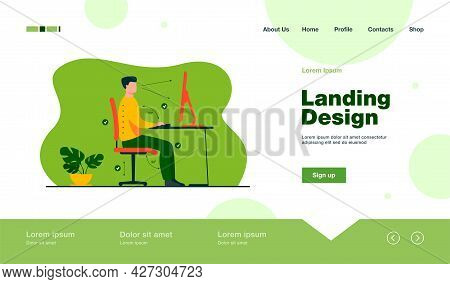 Instruction For Correct Pose During Office Work Flat Vector Illustration. Cartoon Worker Sitting At 