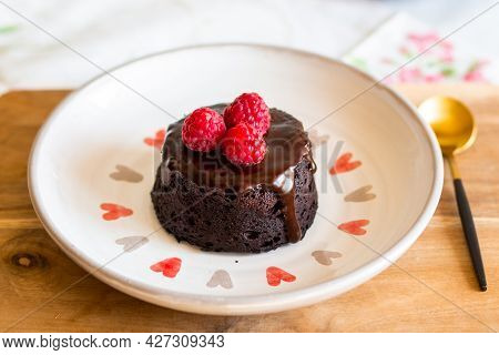 Chocolate Fondant Cake. Mini Cake For Fondant With Chocolate Icing. Delicious  Dessert.homemade Choc