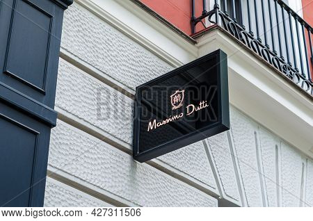 Madrid, Spain - May 12, 2021: Facade Of A Massimo Dutti Store In Madrid, Spain. Massimo Dutti Is A S