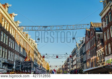 Amsterdam, The Netherlands - November 17, 2018: Decorations In The Albert Cuyp Market, A Street Mark