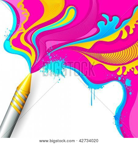 illustrazione di splash colorato che esce dal pichkari Holi sfondo