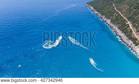 Summer Ionian Sea Coast Top View With Beaches, Albania
