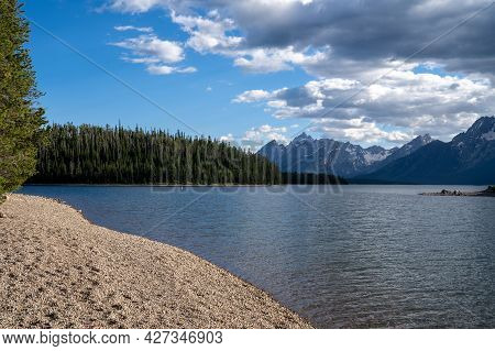 Lakeshore Of Jackson Lake From Colter Bay, In Grand Teton National Park