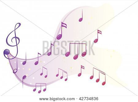 Illustratie van de verschillende muzikale notities op een witte achtergrond
