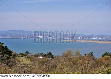 Beautiful Scenic Aerial-like Bright View Of Trees, Irish Sea, Bay, Dublin Waste To Energy (covanta P
