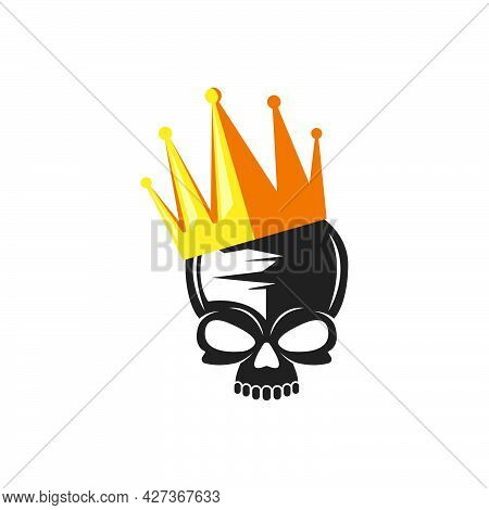 Skull Bone With Golden Crown Vector Icon Logo Illustration Design
