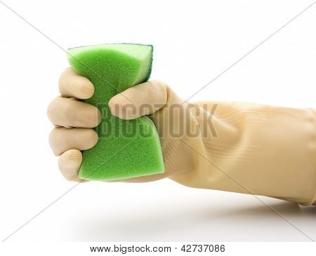 Guidão A esponja de limpeza verde de lado duplo