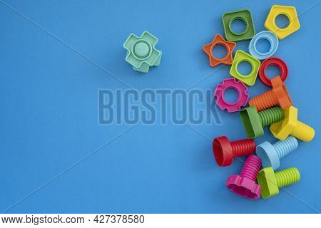 Colorful Details Of The Designer, Geometric Shapes. Mock Up Background. Empty Space For Your Text.