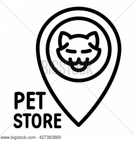 Pet Store Cat Logo. Outline Pet Store Cat Vector Logo For Web Design Isolated On White Background
