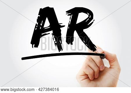 Ar - Augmented Reality Acronym With Marker, Technology Concept Background