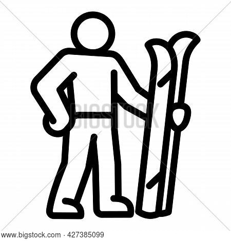 Ski Sportman Icon. Outline Ski Sportman Vector Icon For Web Design Isolated On White Background