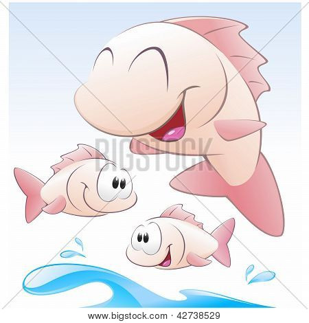 かわいい漫画の魚のセット