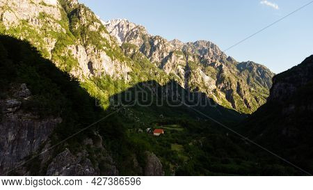 Mountain Landscape In National Park Theth In The Albanian Alps.