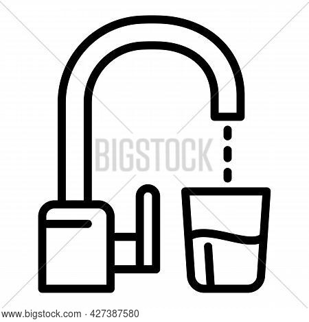 Water Filter Tap Icon. Outline Water Filter Tap Vector Icon For Web Design Isolated On White Backgro