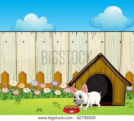 Illustration af en lille hund spiser