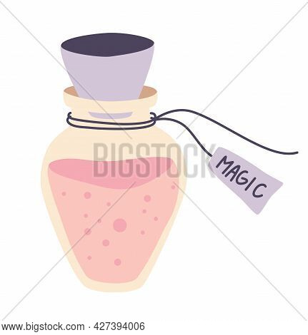 Magic Bottle. Glass Flask. Magic Potion. Bottle Liquid Potion Magic Elixir. Symbol For Inviting Love