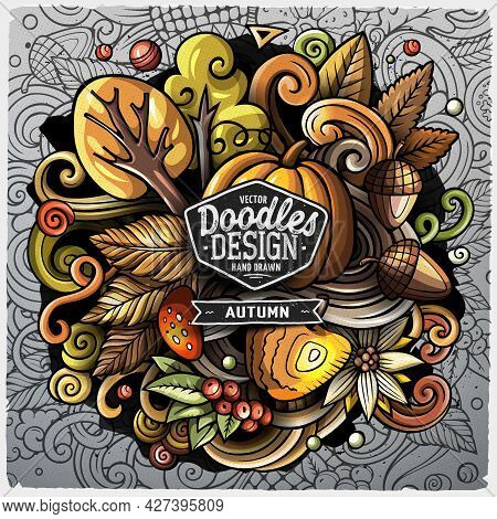 Cartoon Vector Doodles Autumn Grpahics Illustration. Colorful, Detailed, With Lots Of Objects Fall B