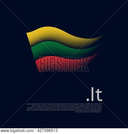 Lithuania Flag. Stripes Colors Of The Lithuanian Flag On A Dark Background. Vector Stylized Design N