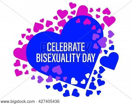 Celebrate Bisexuality Day. Hearts With Color Of Bisexual Pride Flag Isolated On White Background. Fe