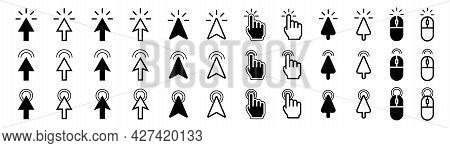 Cursor Pointer Set. Mouse Cursor Collection. Isolated Arrow Pointer. Click And Tap Symbol. Computer 