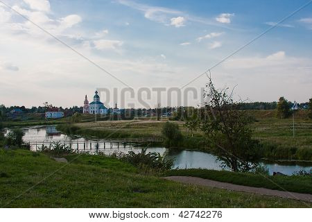 Beautiful Summer Landscape At A Pond, Vladimirskiy Area, Russia