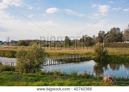 Beautiful Summer Landscape At A Pond, Vladimirskiy Area, Russia