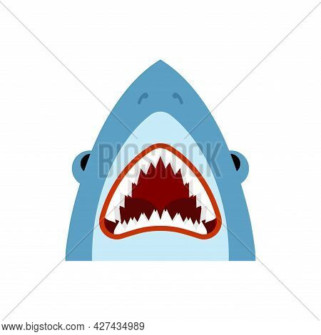 Jaw Shark Head Isolated. Long Sharp Teeth Marine Predator
