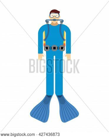 Diver Isolated. Frogman Vector Illustration. Underwater Diver