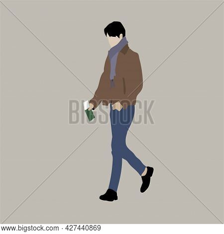 Vector Illustration Of Kpop Street Fashion. Street Idols Of Koreans. Fashion For Male Idols Kpop. A 