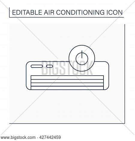 Off Mode Line Icon. Switch Off Air Conditioner. Sleep Mode. Air Conditioning Concept. Isolated Vecto