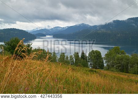 Lac Des Roches British Columbia. Lac Des Roches On A Misty Day In British Columbia, Canada.