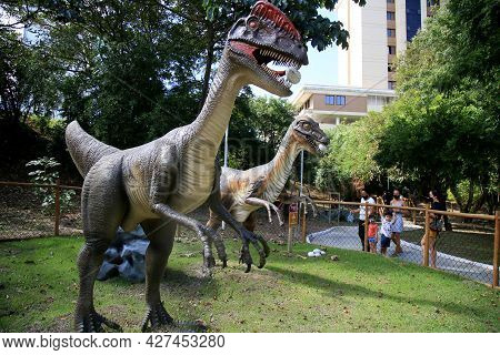Dinosaur Sculpture In Park
