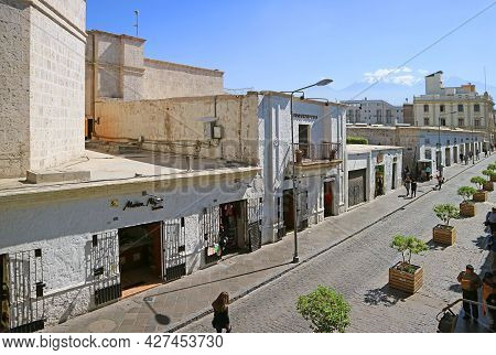 The White City, Nickname Of Arequipa Of Peru, Witch Much Of The City Built From Sillar White Volcani