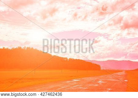 Vacation Roadtrip Landscape. Russian Altai Mountains. Multa Region. Holiday At Home. Staycation Conc