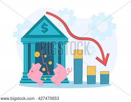 Vector Illustration Loss Of Money. The Concept Of Financial Crisis, Bankruptcy, The Onset Of Poverty