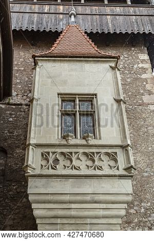 Hunedoara, Transylvania, Romania -  May 31, 2021:  Construction Details Of The  Hunedoara Castle, Al
