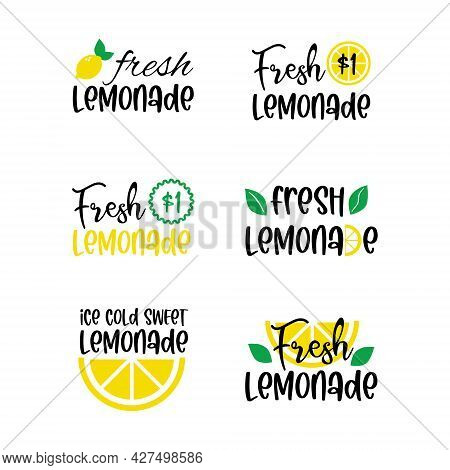 Labels And Signs Of Fresh Lemonade With Lemon. Vector Illustrations For Graphic And Web Design, For 