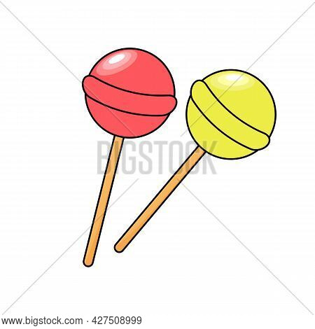 Lollipops Chupa-chups With A Stroke. Vector Illustration.