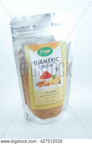 Manila, Ph - July 22 - Ginga Turmeric Brew With Lemon On July 22, 2021 In Manila, Philippines.
