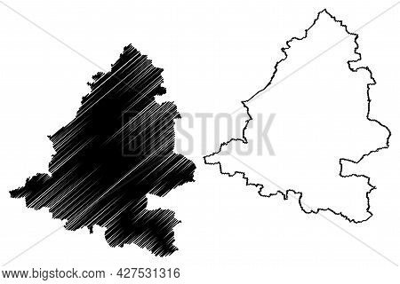 Teltow-flaming District (federal Republic Of Germany, Rural District, State Of Brandenburg) Map Vect