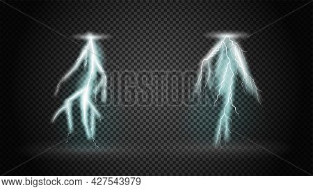 Set Of Lsolated Storm Lightning For Your Creativity