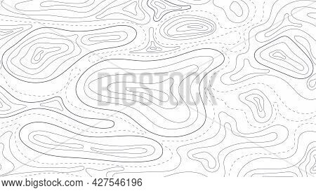 Topographic Map Abstract Background. Outline Cartography Landscape. Topographic Relief Map On White 
