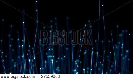 Optical Fibers Distributing Light Signals Abstract 3d Render. Wires Transmitting Data Signal. The Co