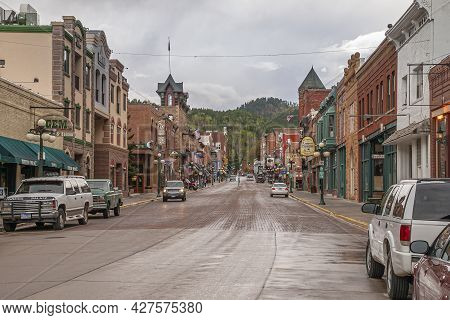 Deadwood Sd, Usa - May 31, 2008: Downtown Main Street. Looking South Shows Historic Business Buildin