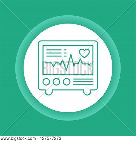 Electrocardiogram Color Button Icon. Medical Device For Checking The Patient S