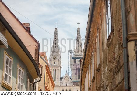 Zagrebacka Katedrala, Also Known As Zagreb Cathedral, Seen In The Afternoon From Kaptol District. Th
