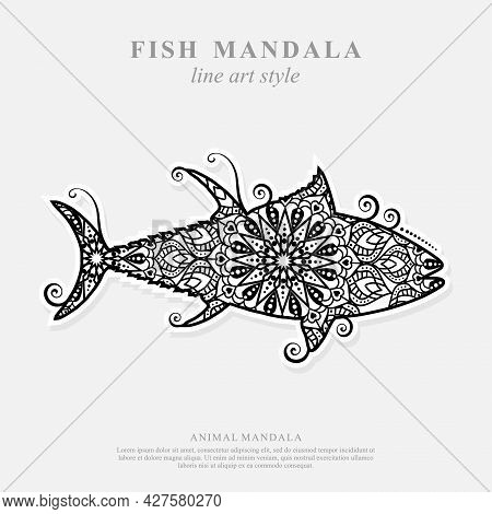 Fish Mandala. Vintage Decorative Elements. Oriental Pattern, Vector Illustration.