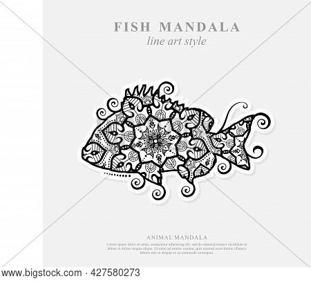 Fish Mandala. Vintage Decorative Elements. Oriental Pattern, Vector Illustration.